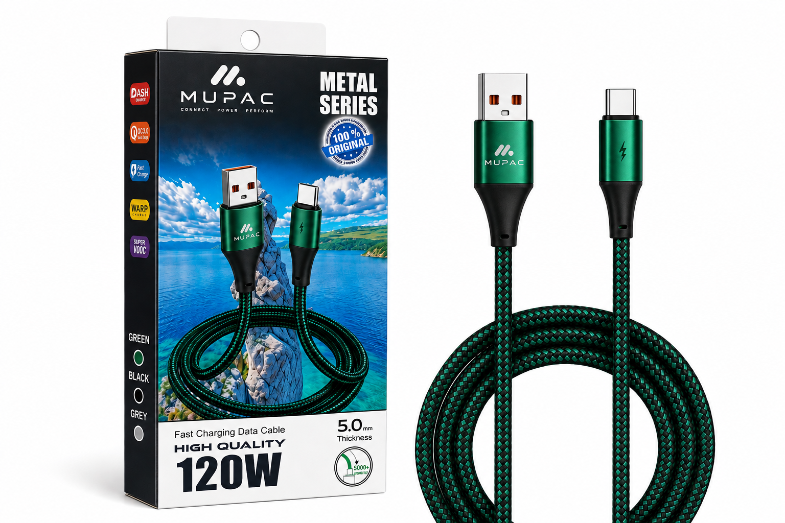 MUPAC PowerCharge USB-A to USB-C Braided Fast Charging Cable